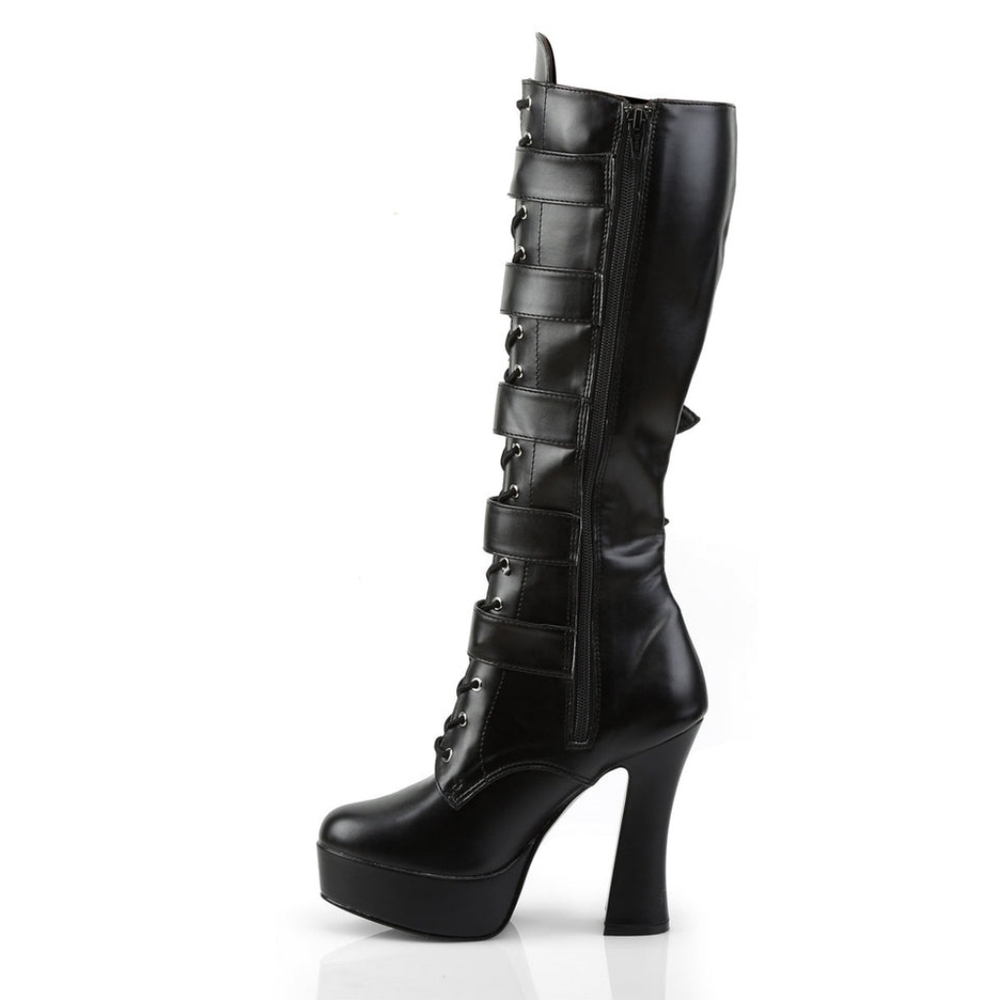 NIB Pleaser Black Multi-Buckle Heeled Boots Electra 2042 - Picture 3 of 6